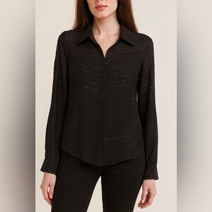 Joeffer Caoc Black Silk Button Front Blouse size 4
